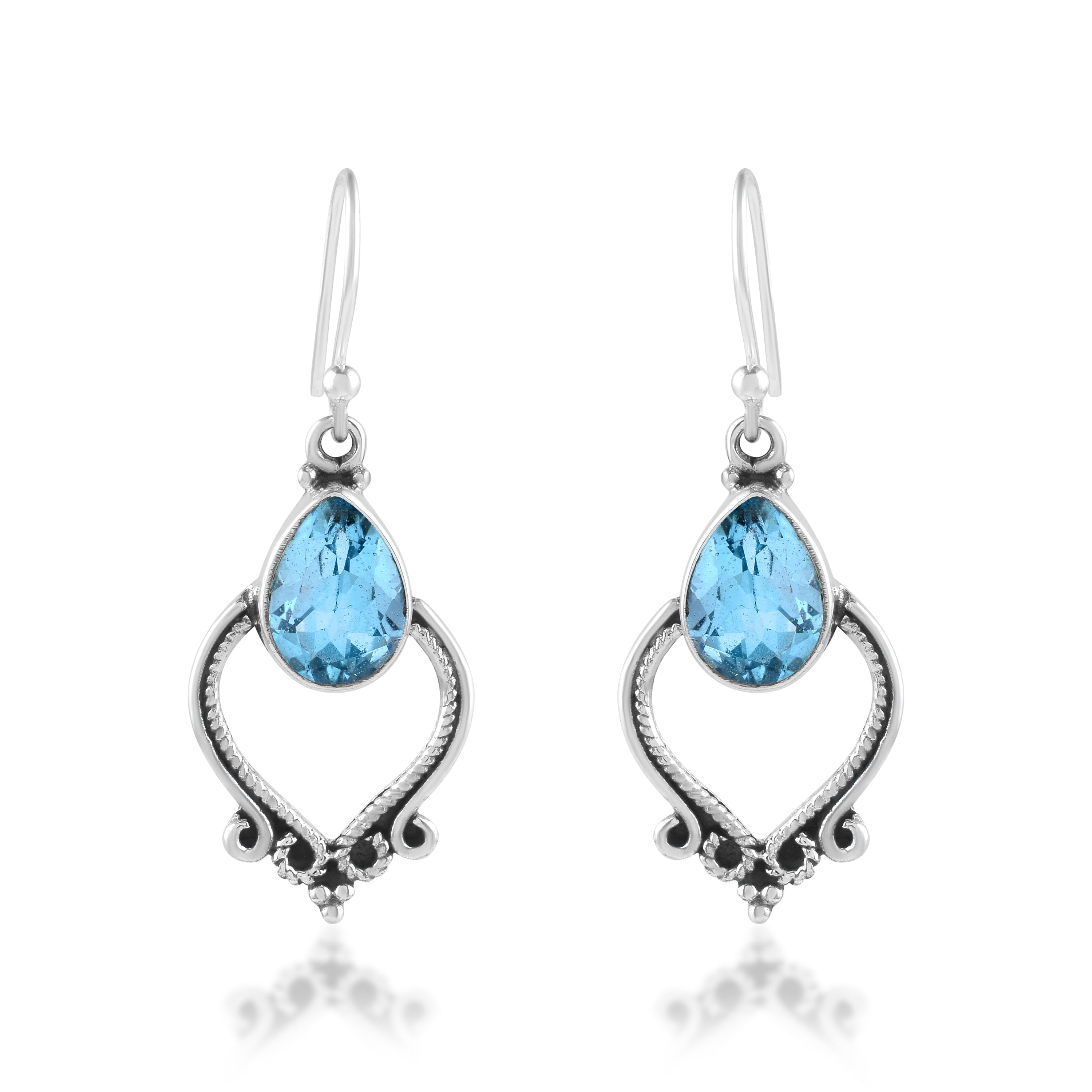 Blue Topaz Gemstone Earrings