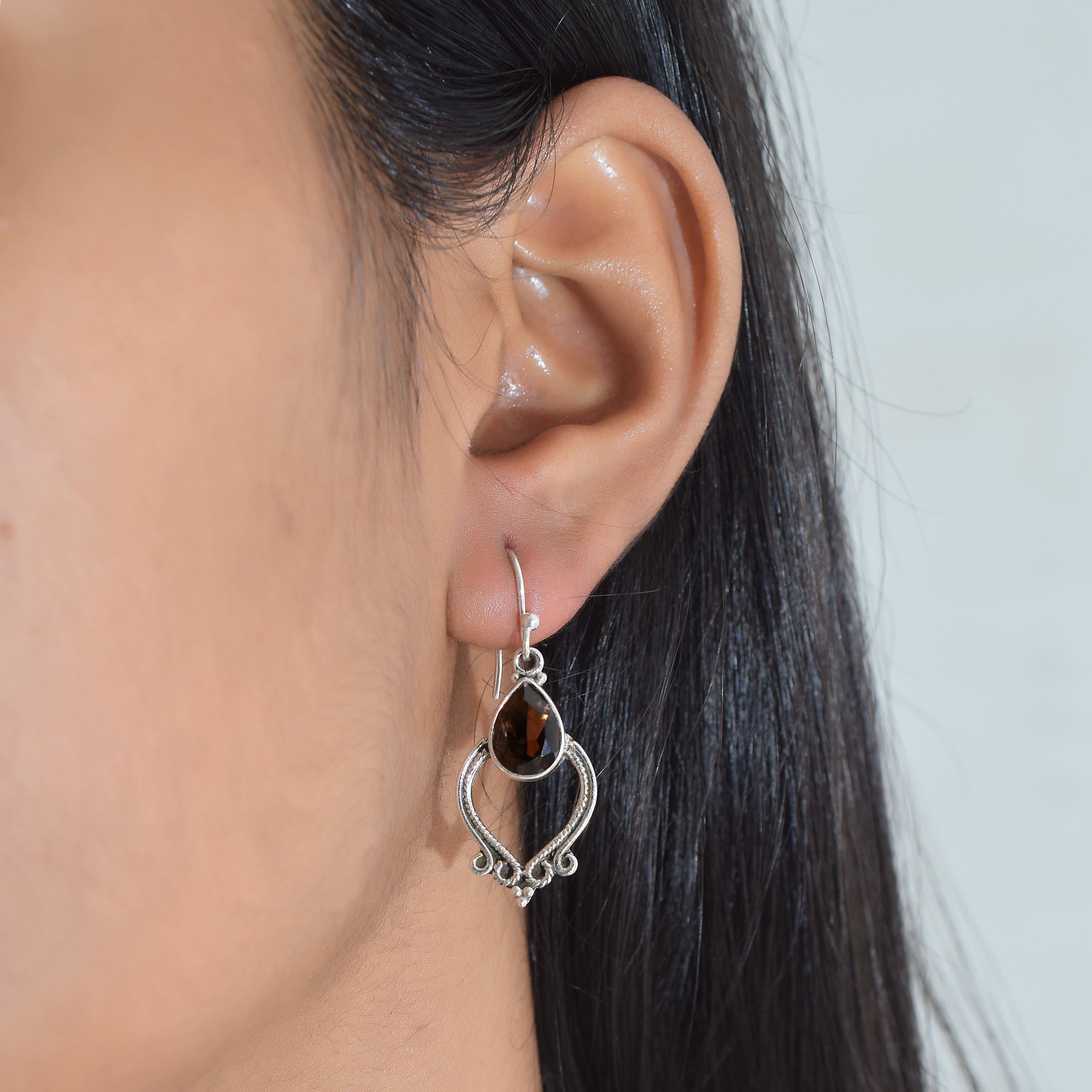 Vintage Smoky Quartz Artisan Earrings