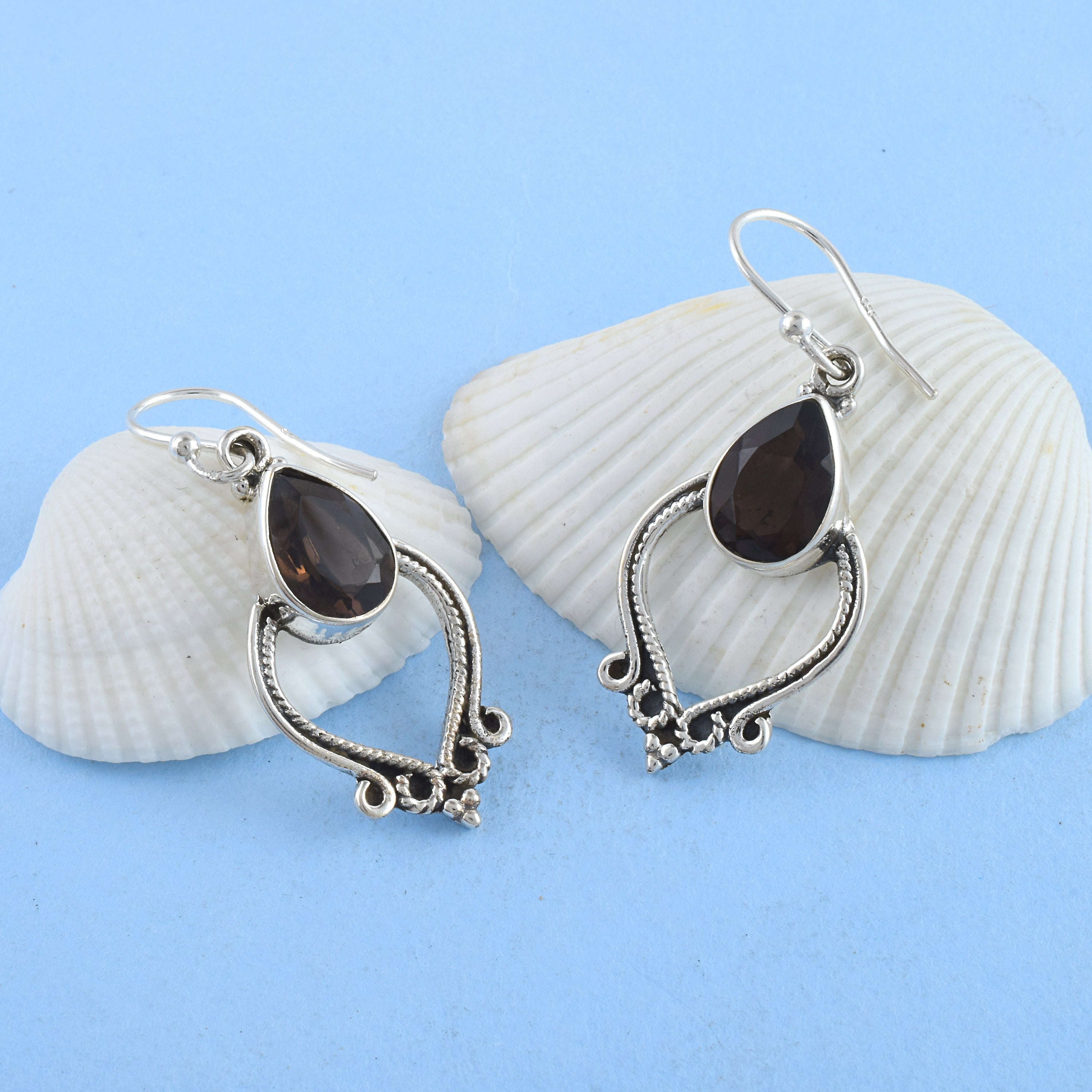 Vintage Smoky Quartz Artisan Earrings