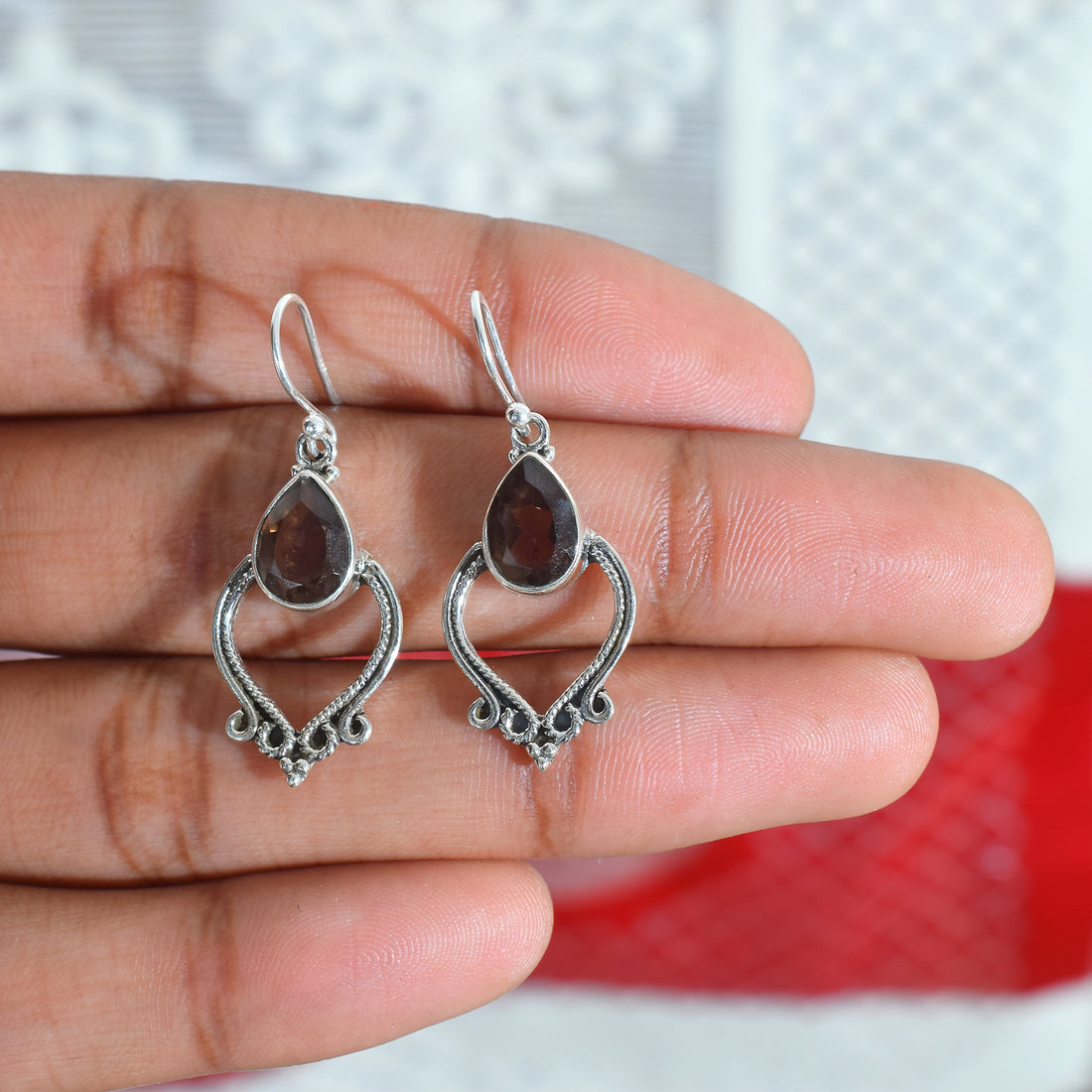 Vintage Smoky Quartz Artisan Earrings