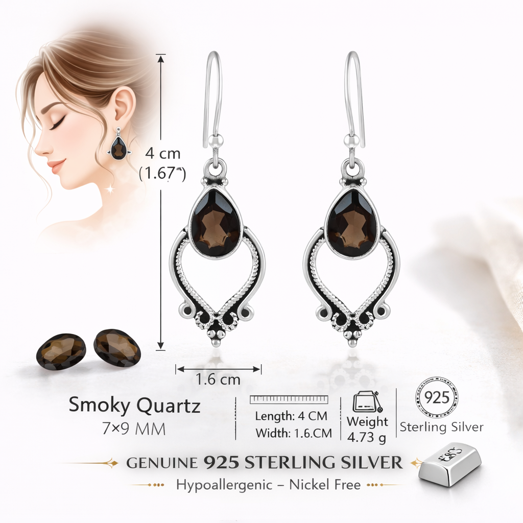 Vintage Smoky Quartz Artisan Earrings