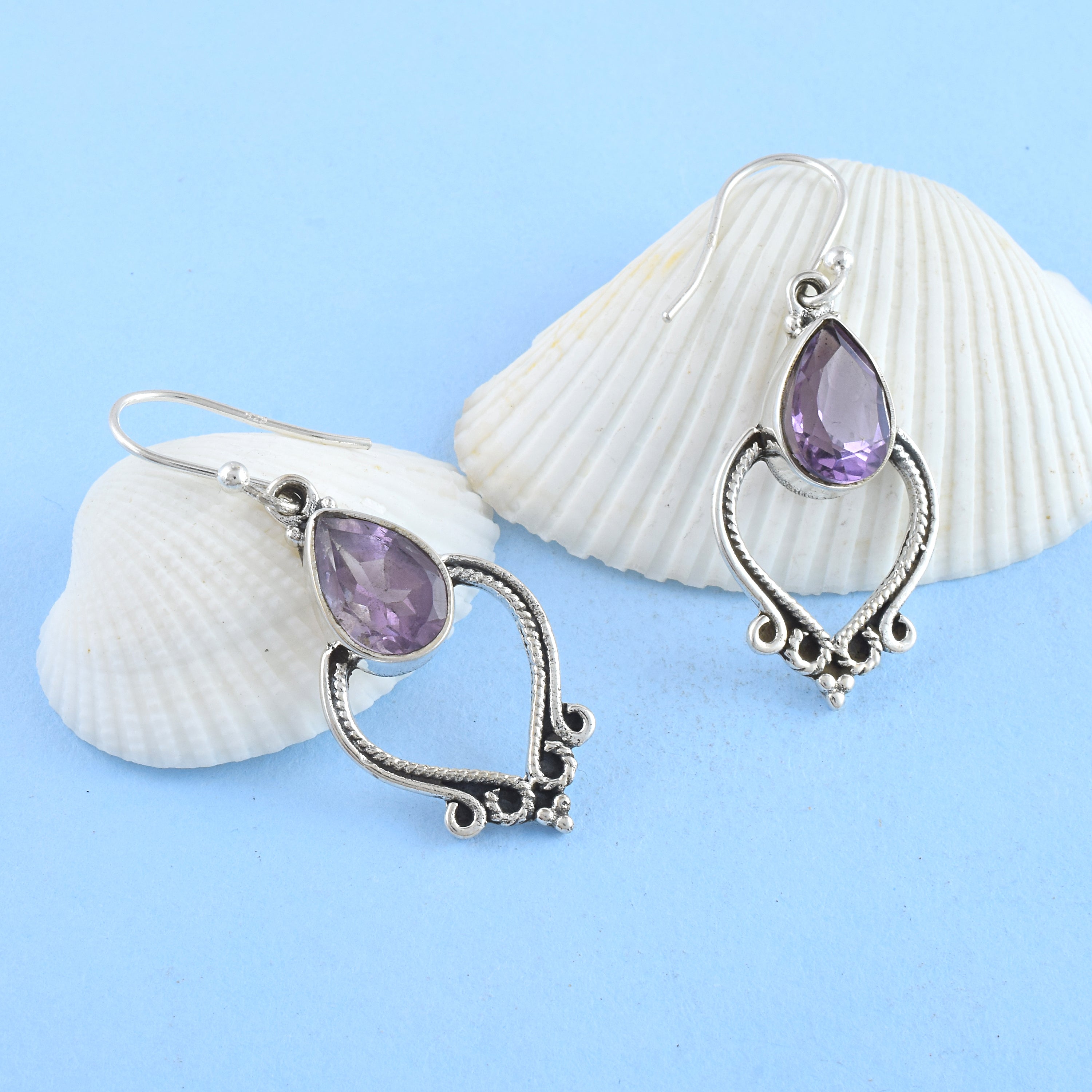 Royal Amethyst Artisan Drop Earringsv