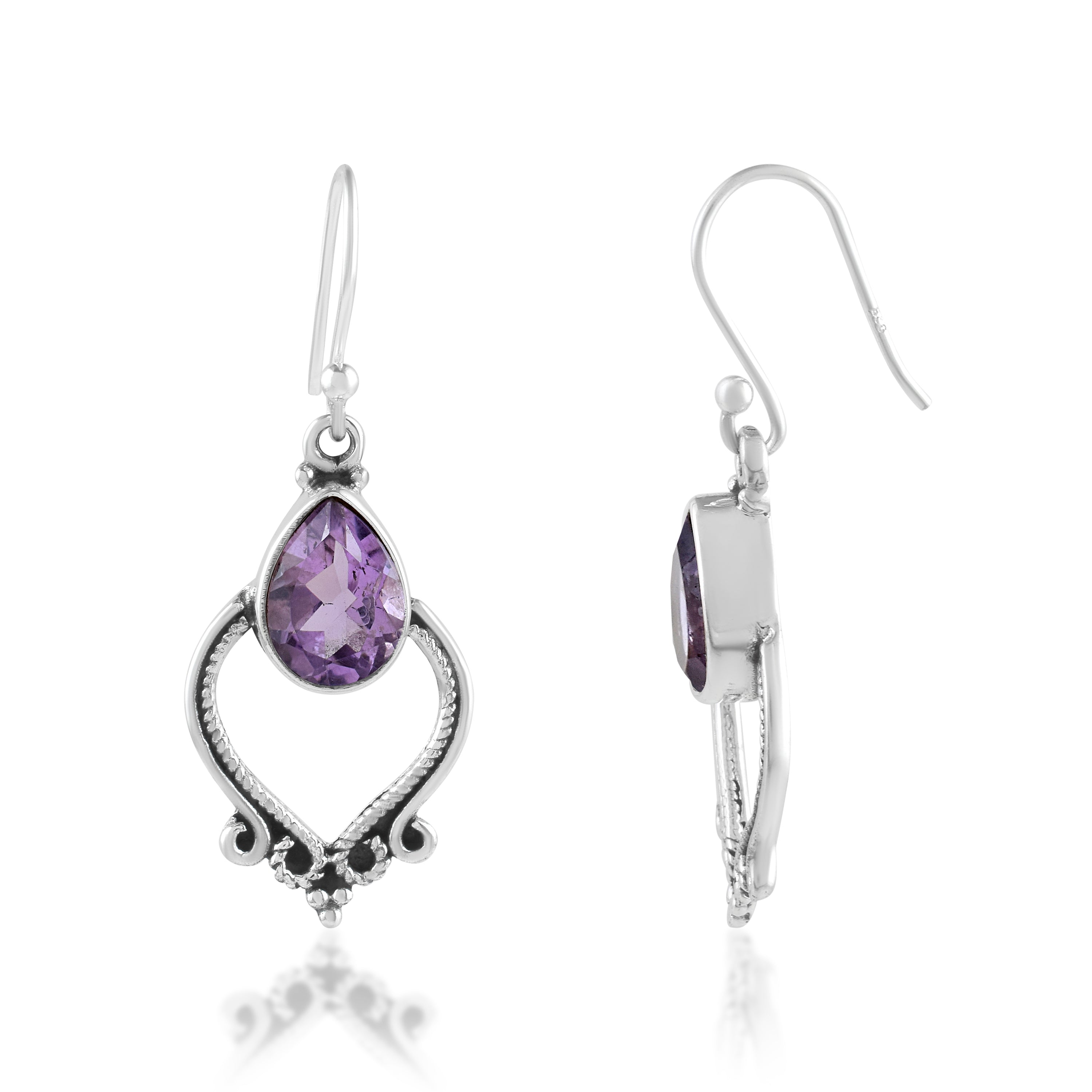 Royal Amethyst Artisan Drop Earringsv