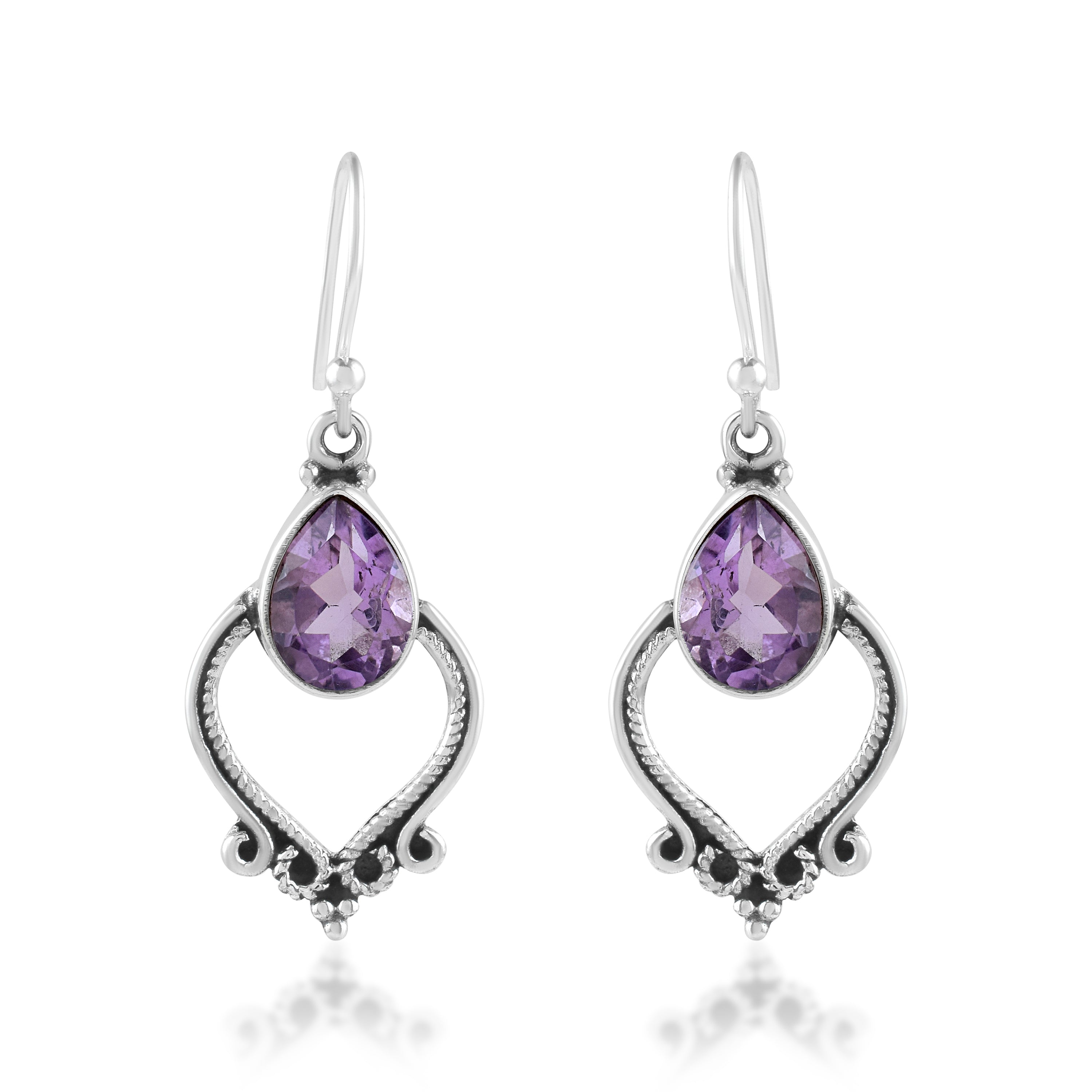 Royal Amethyst Artisan Drop Earringsv