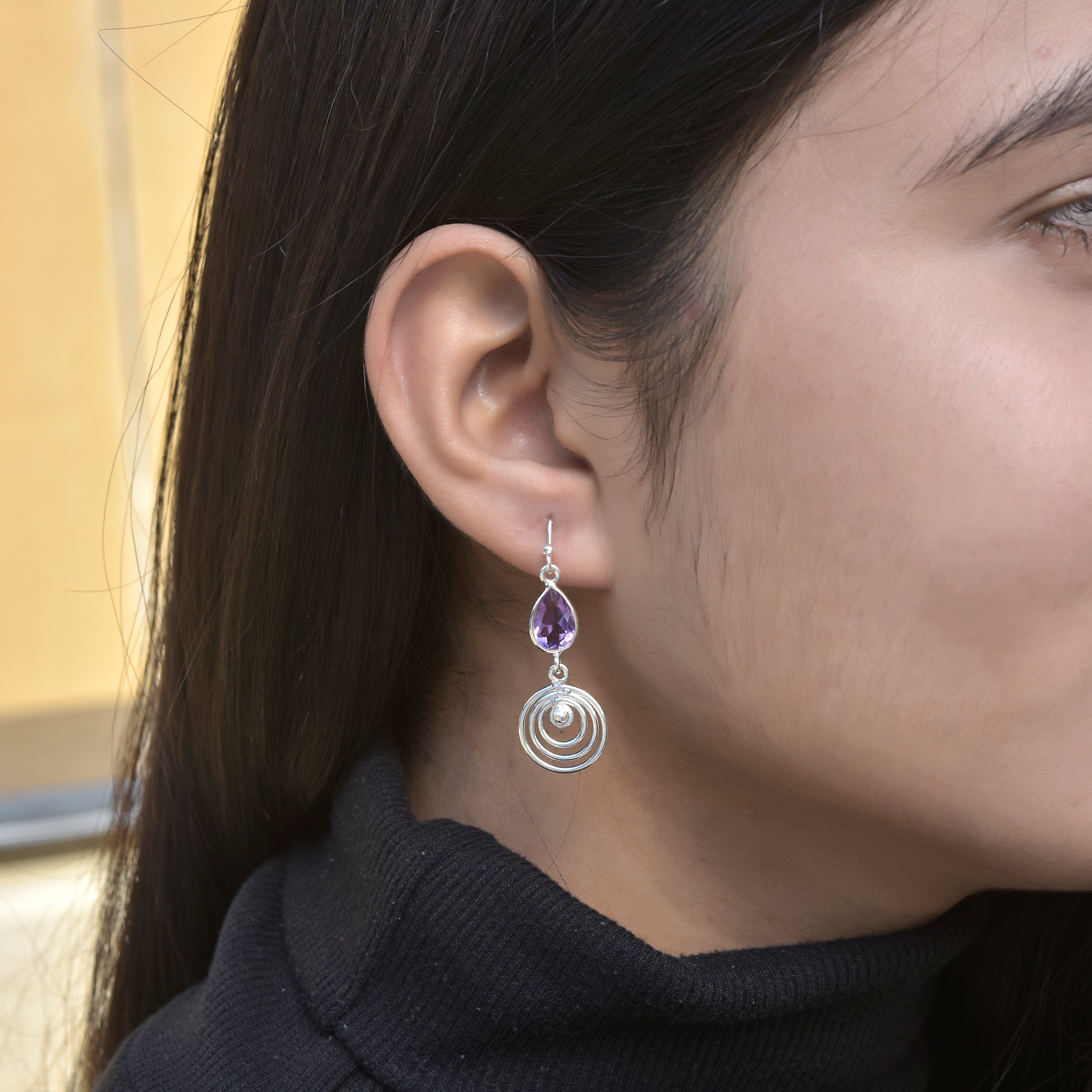 Royal Amethyst Peardrop Drop Earrings