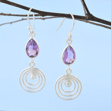 Royal Amethyst Peardrop Drop Earrings