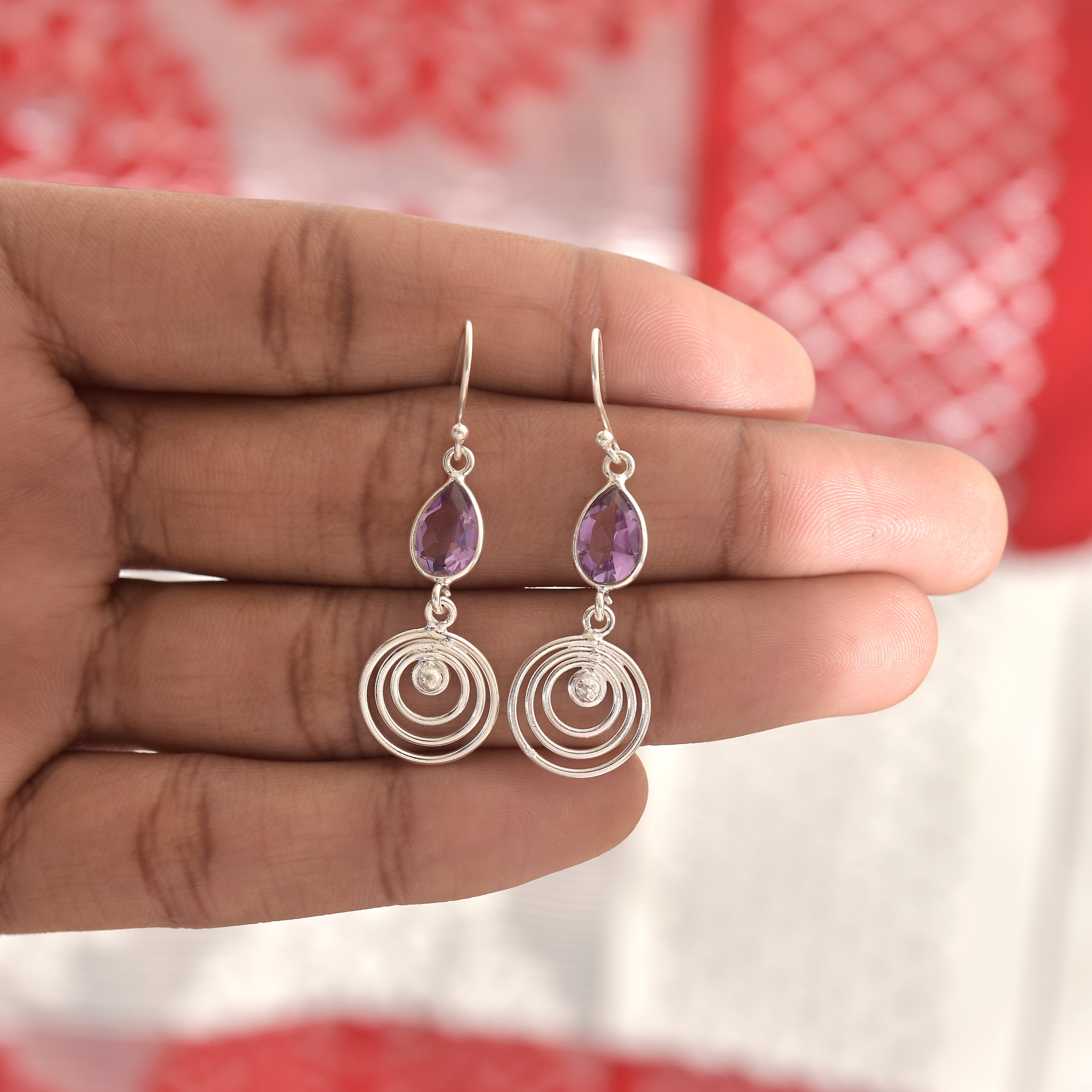 Royal Amethyst Peardrop Drop Earrings