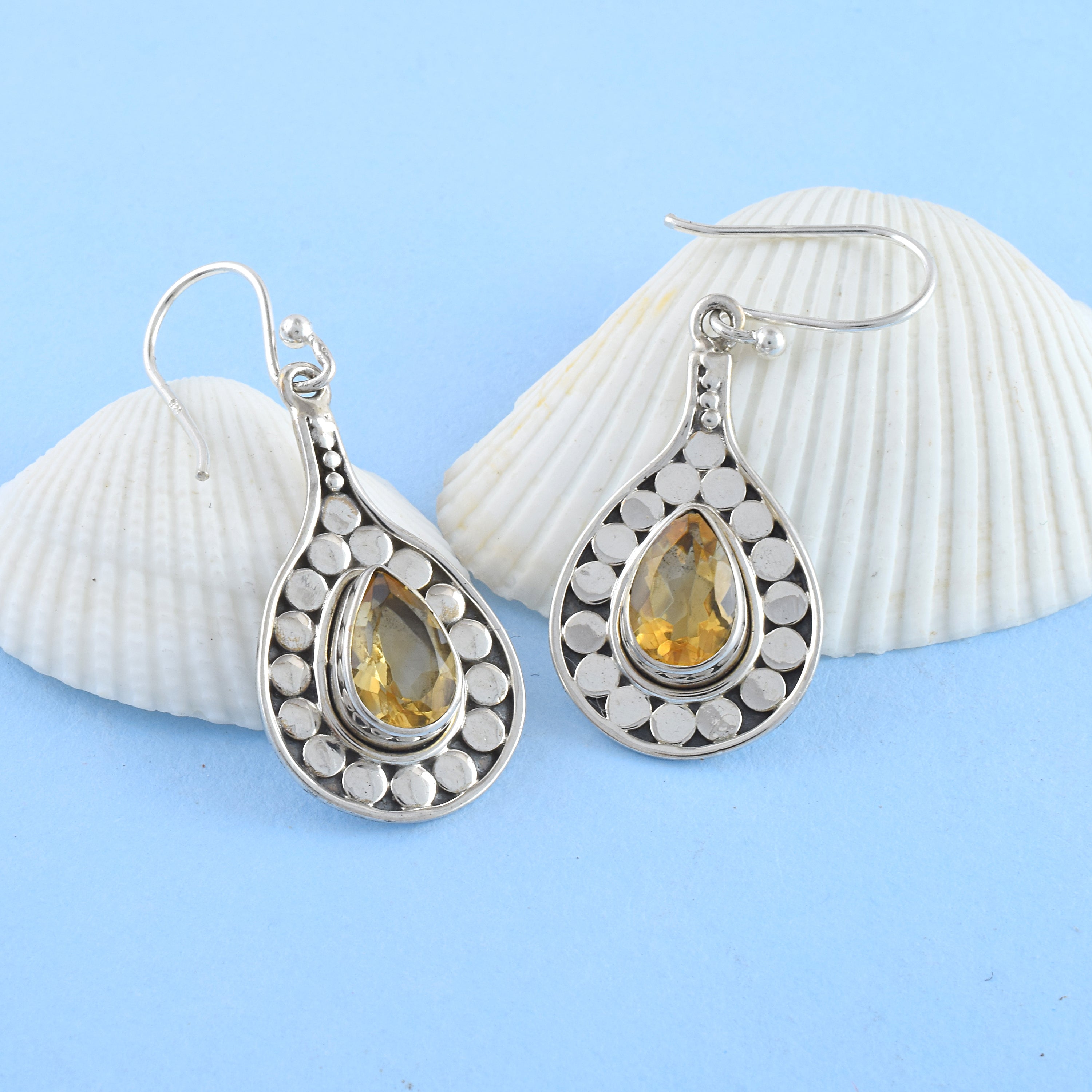 Minimal Citrine Stone Earrings