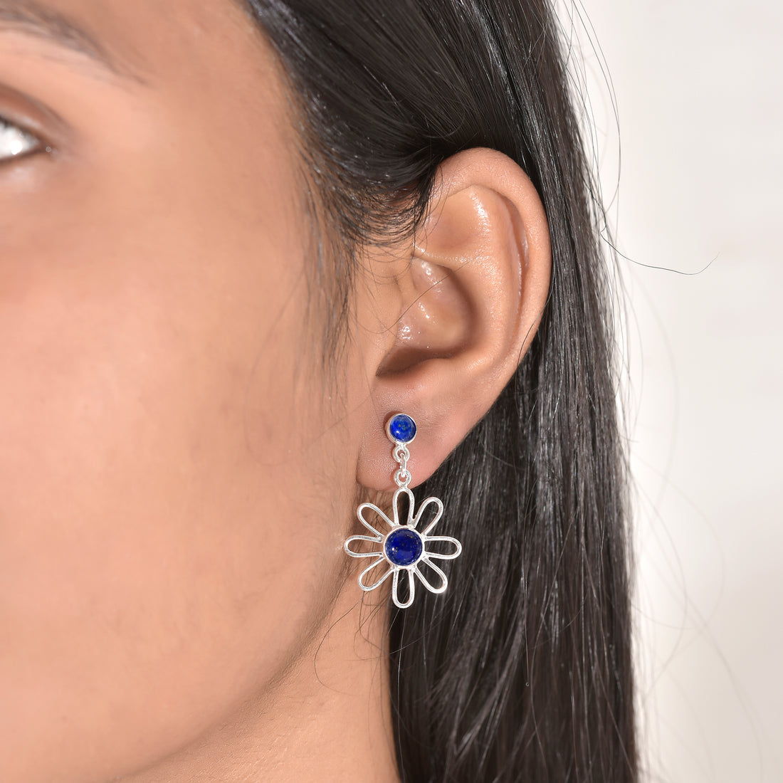 Lapis Lazuli Daisy Drop Earrings