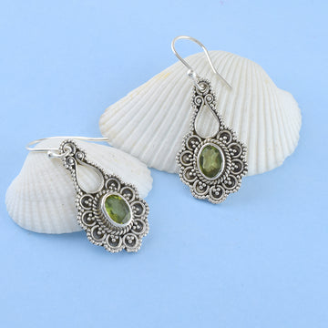 Peridot Oxidized Silver Earrings