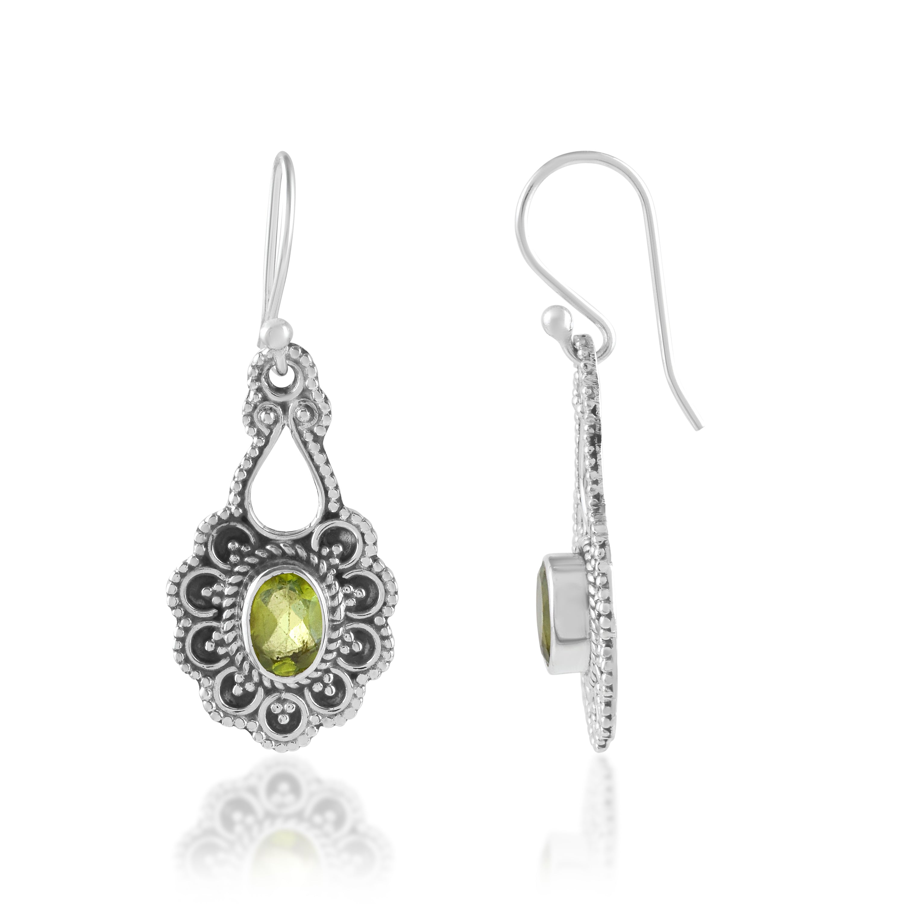 Peridot Oxidized Silver Earrings