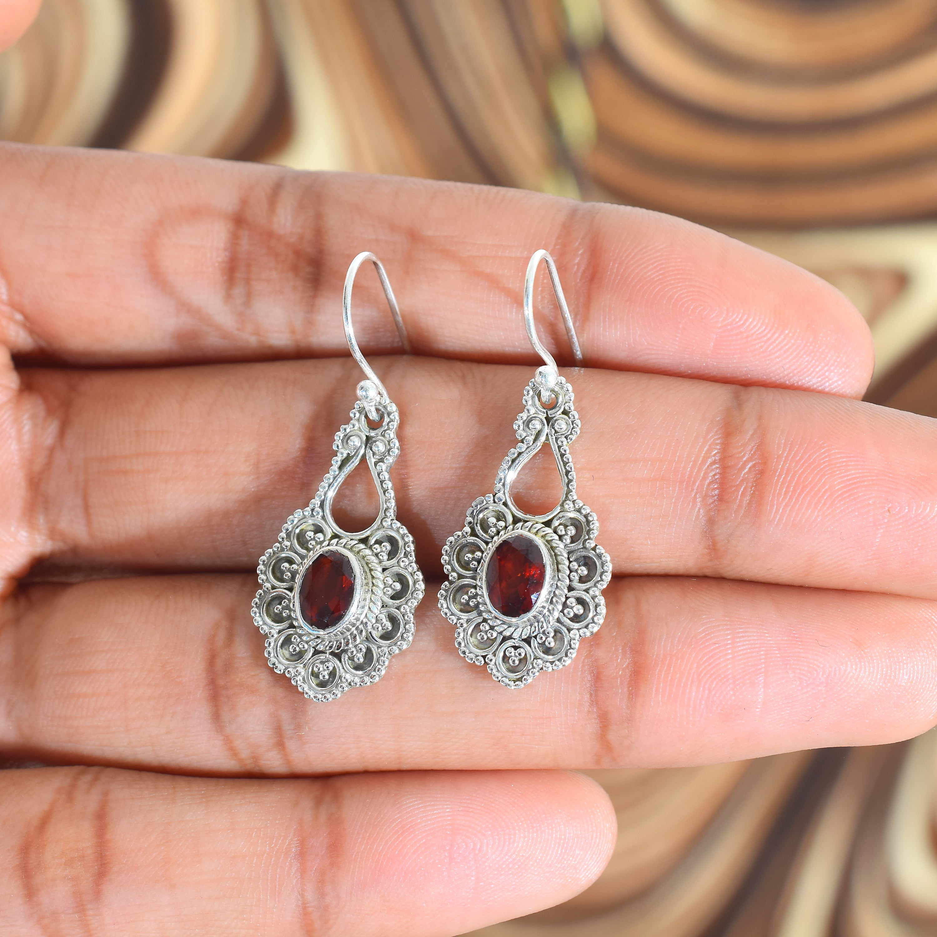 Oxidised Floral Silver Earrings