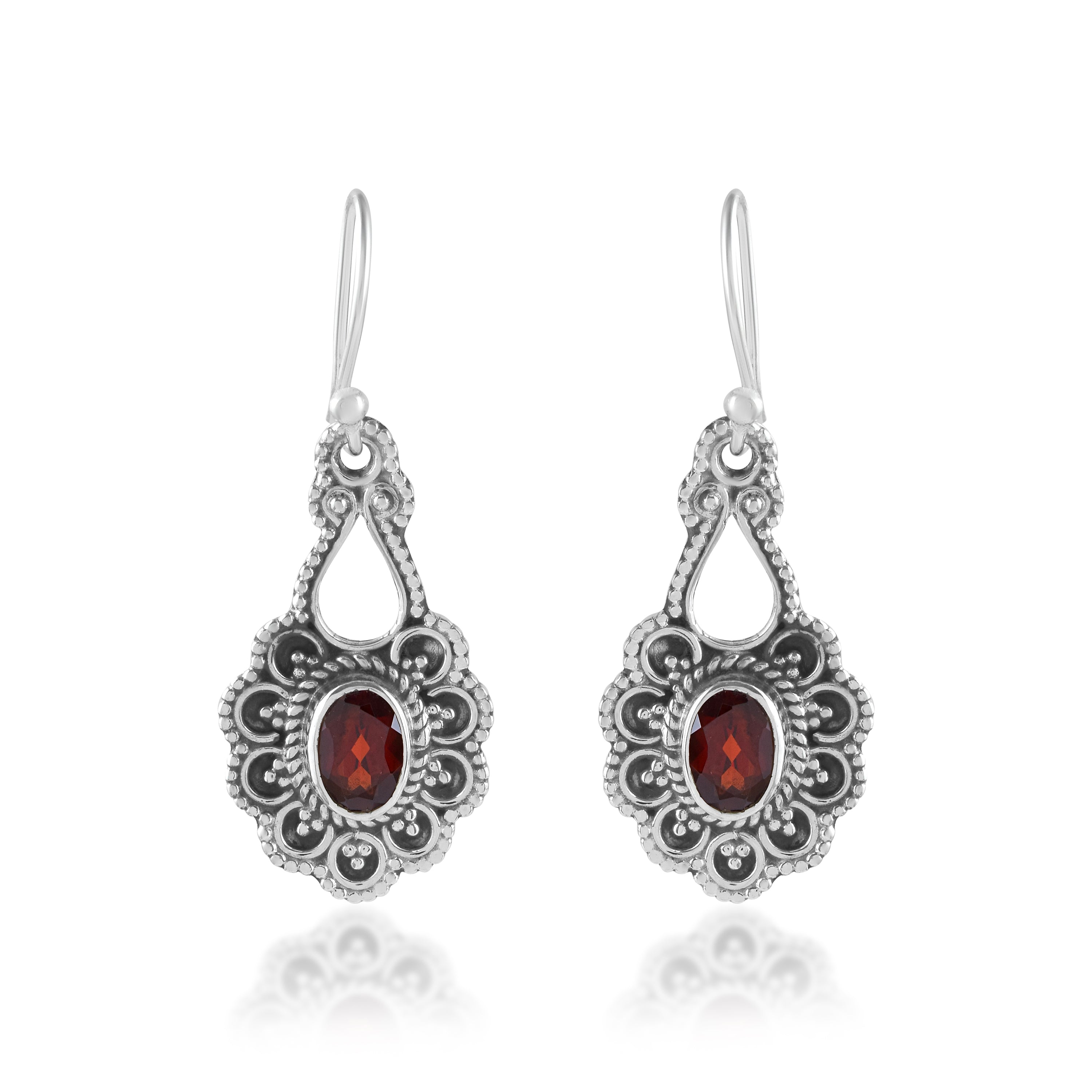 Oxidised Floral Silver Earrings