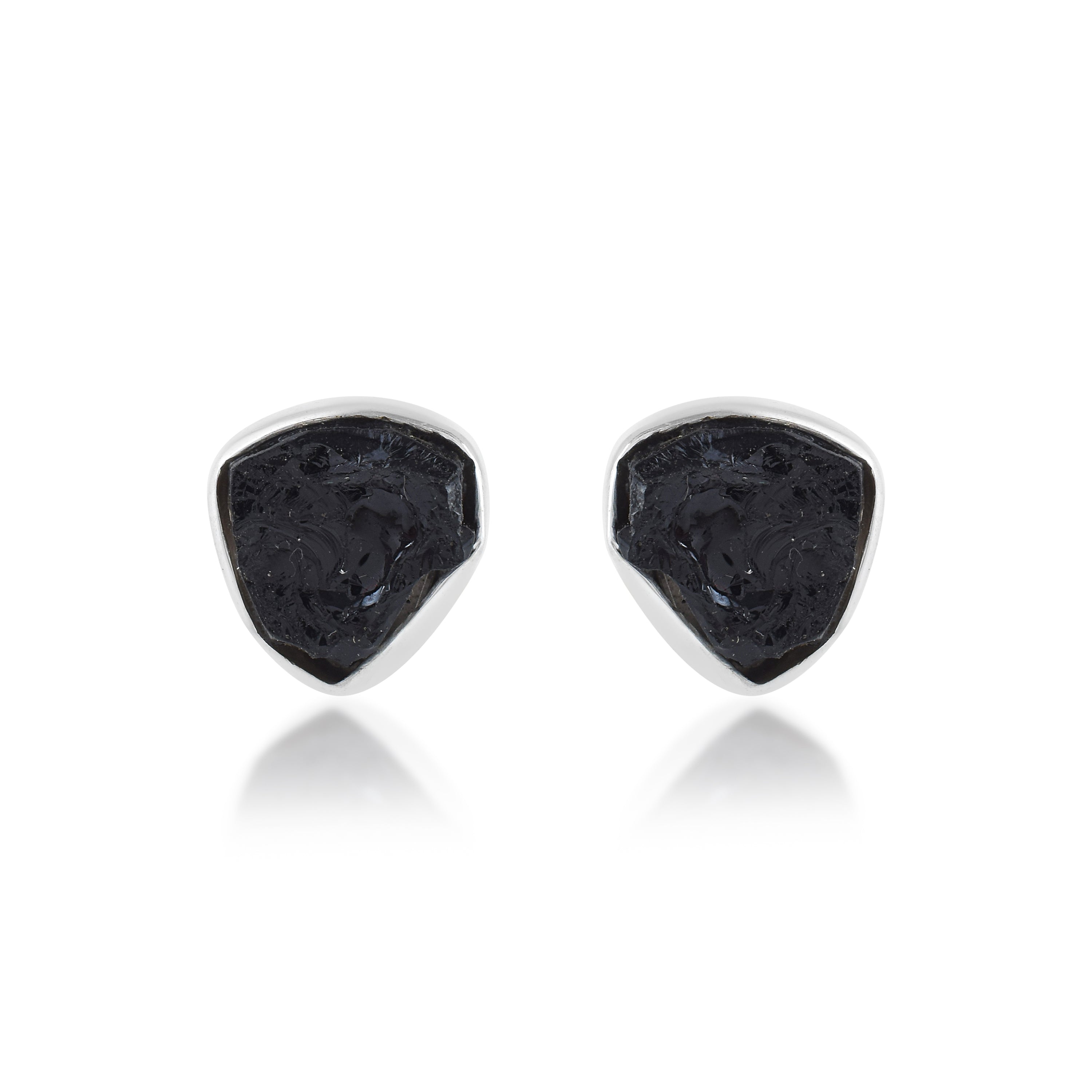 Black Crystal Silver Stud Earrings