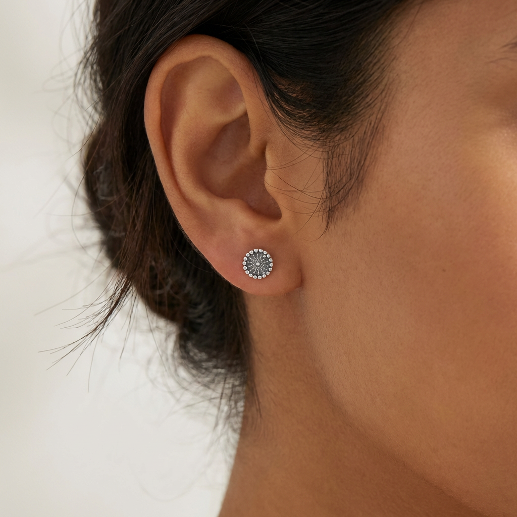 Boho Dotted Silver Studs