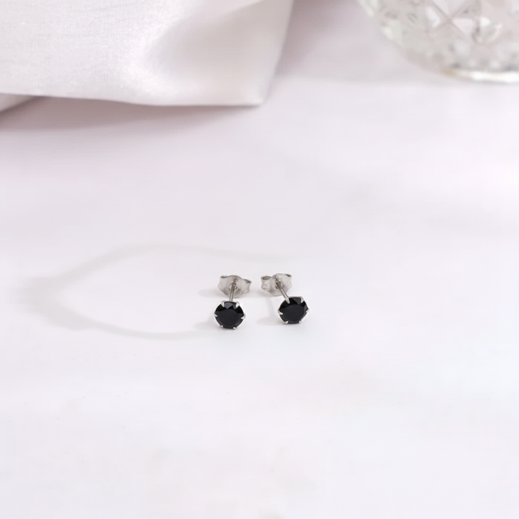Black CZ Solitaire Studs