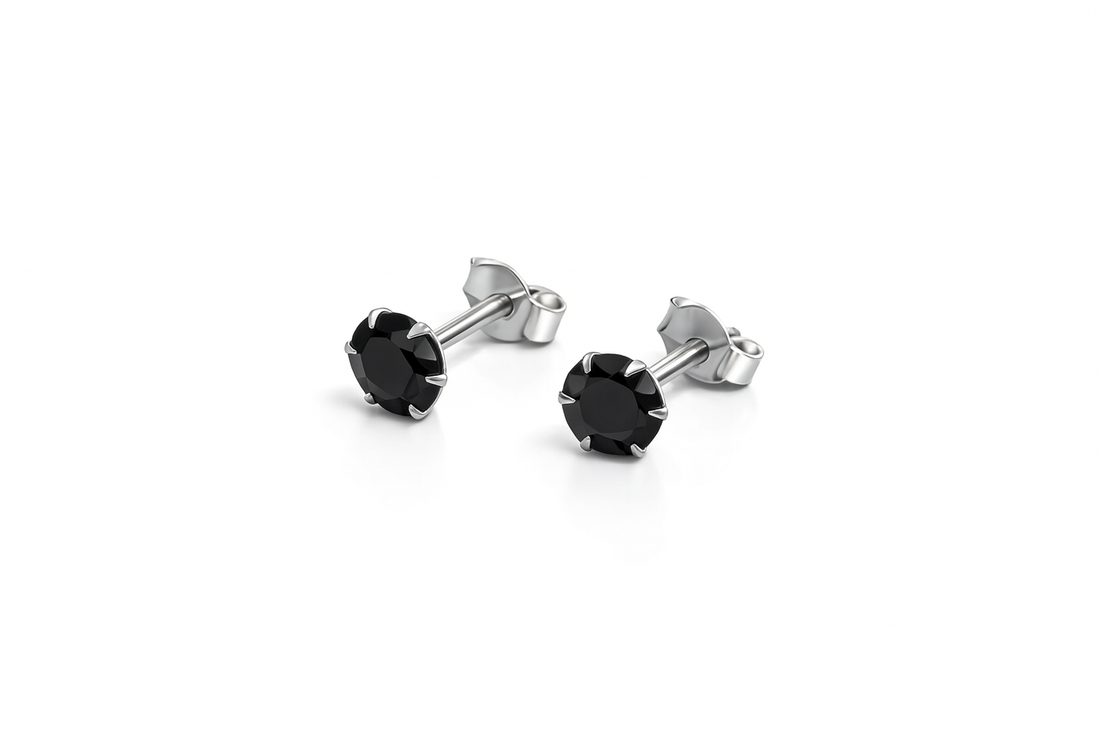 Black CZ Solitaire Studs
