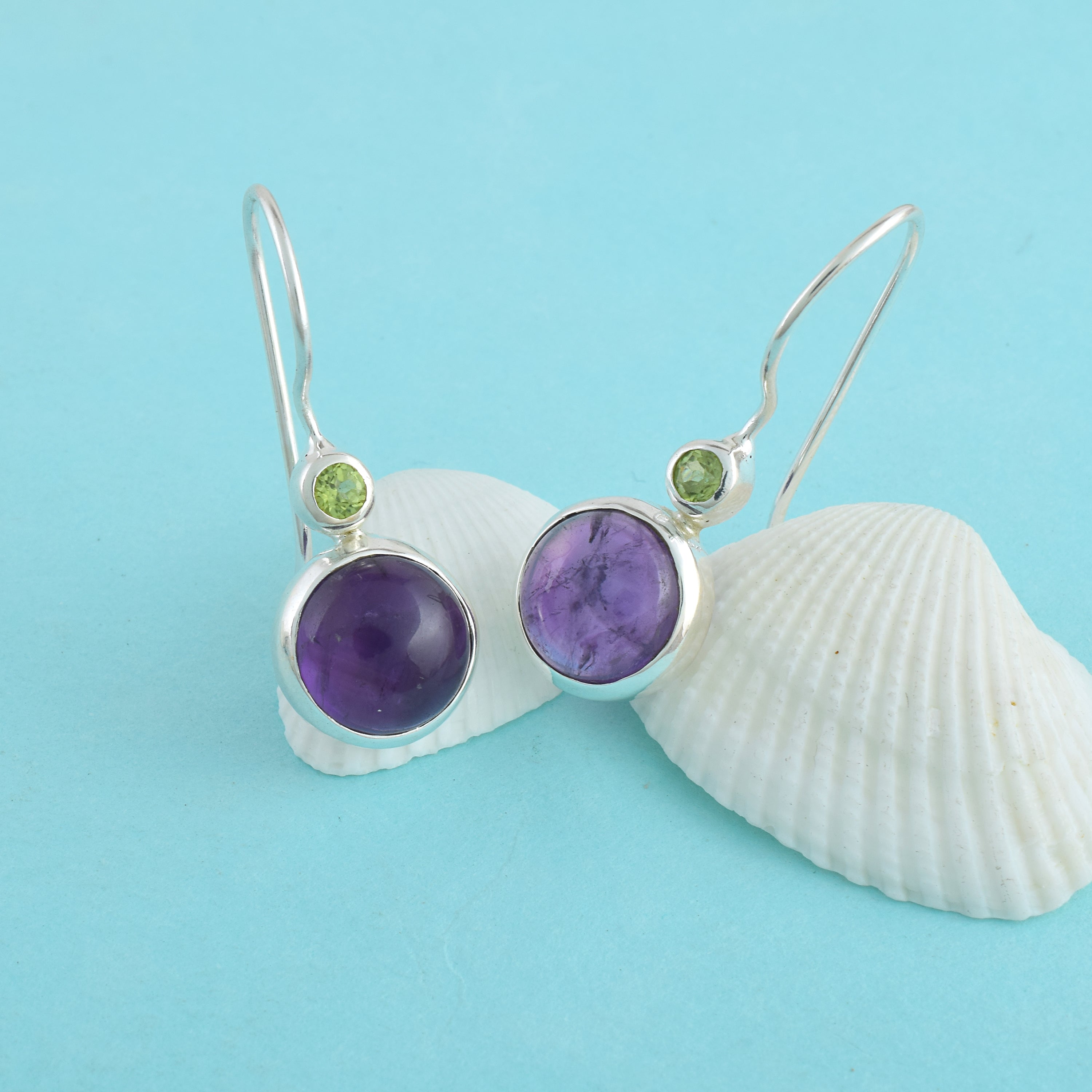 Purple Round Drop Earrings