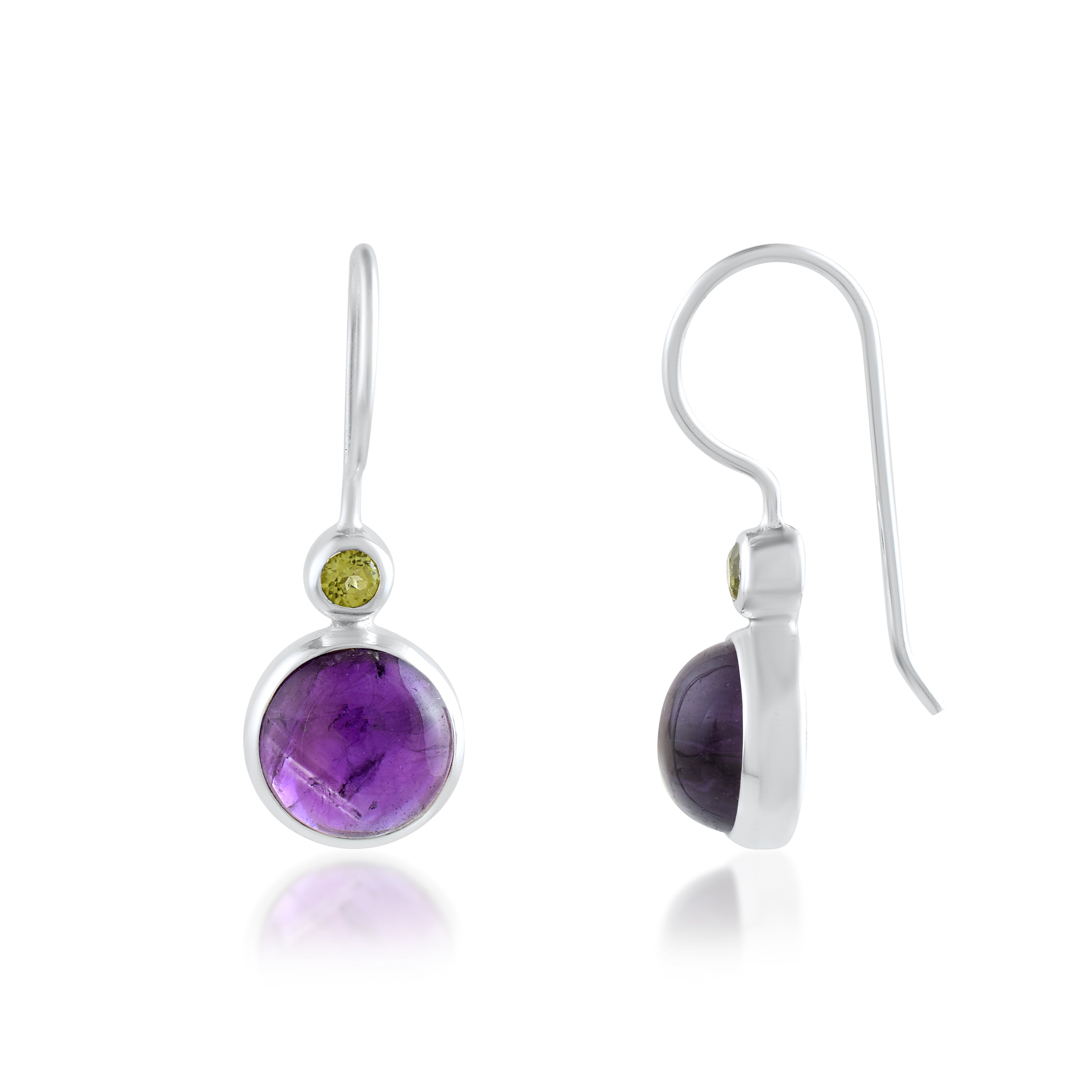 Purple Round Drop Earrings