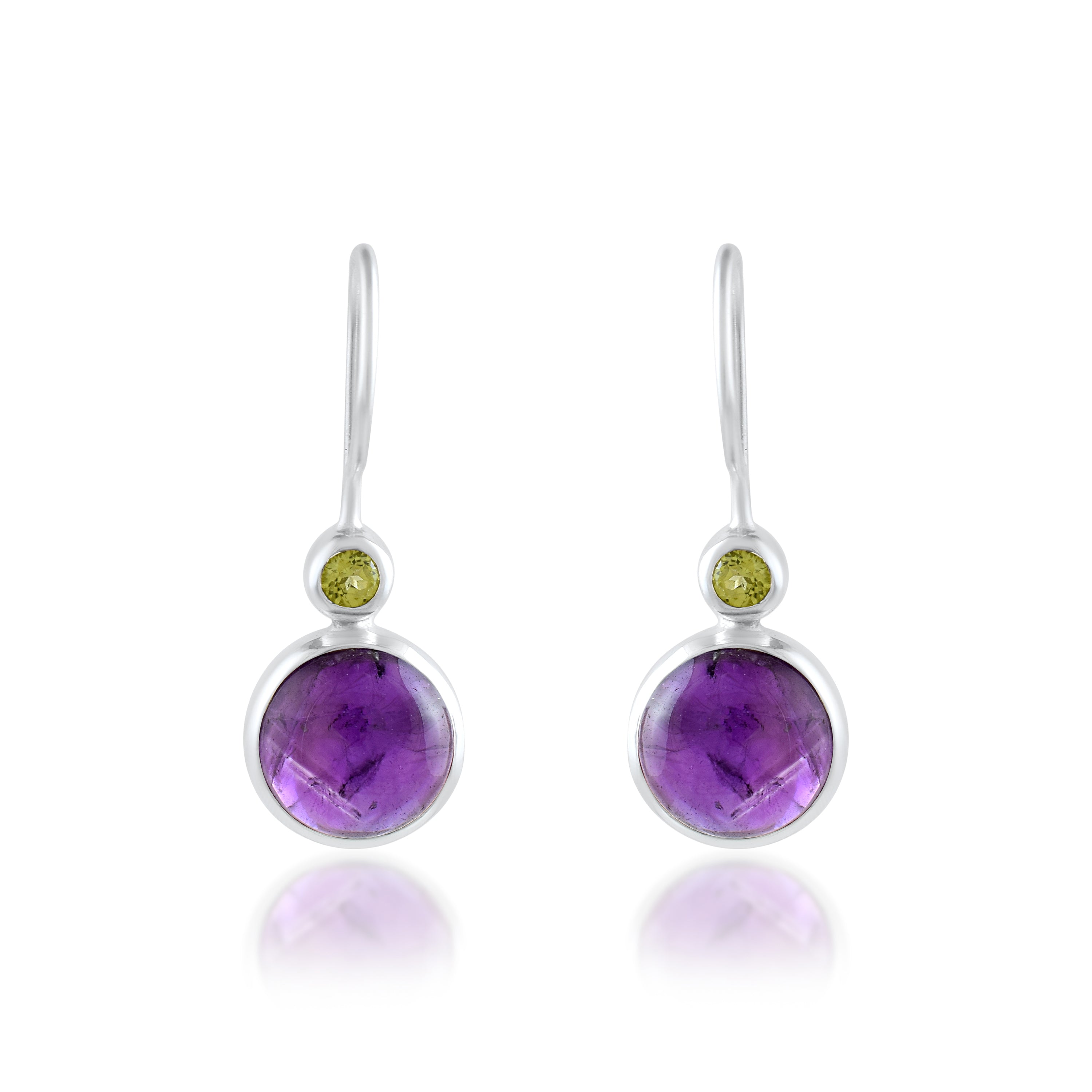 Purple Round Drop Earrings