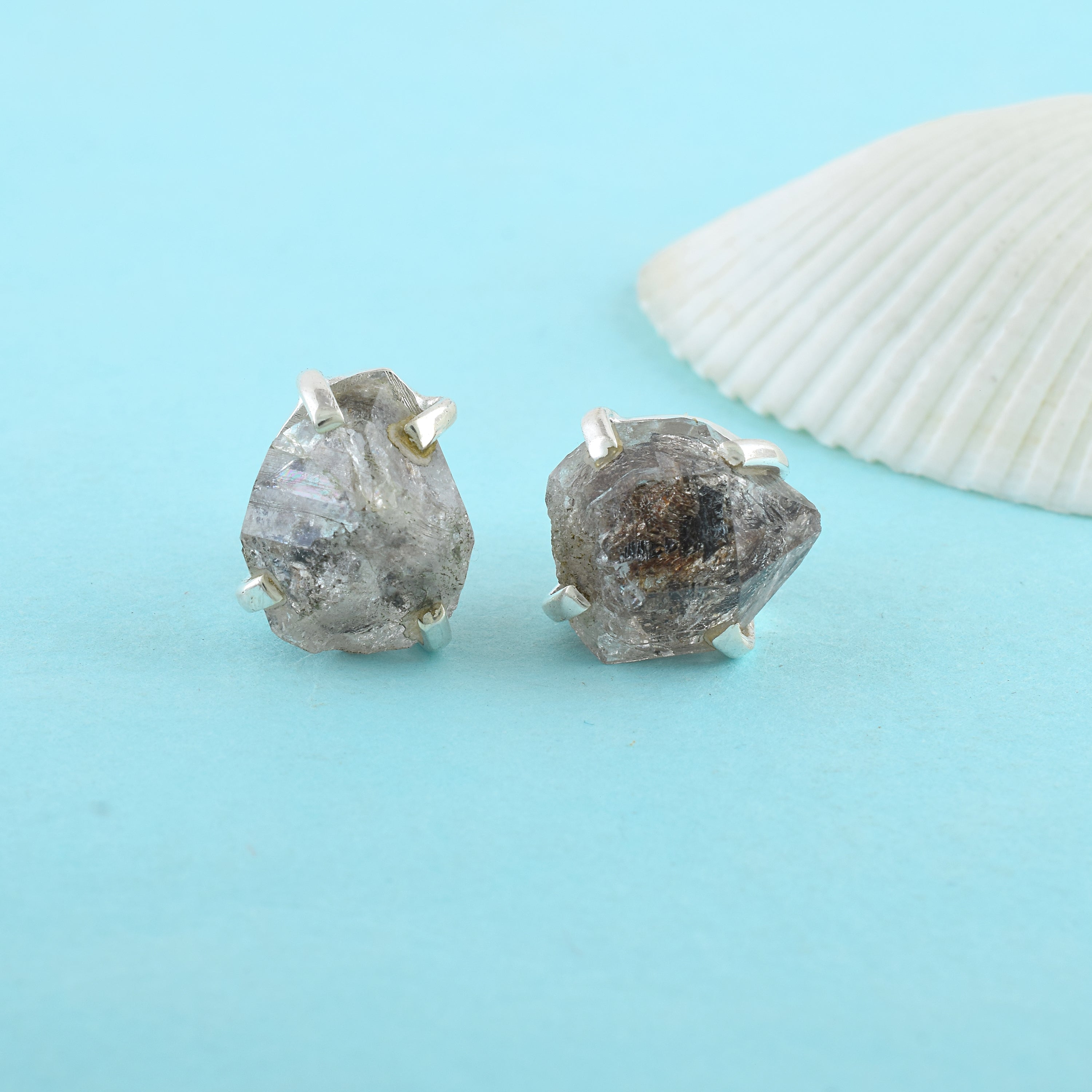 Black Crystal Silver Stud Earrings