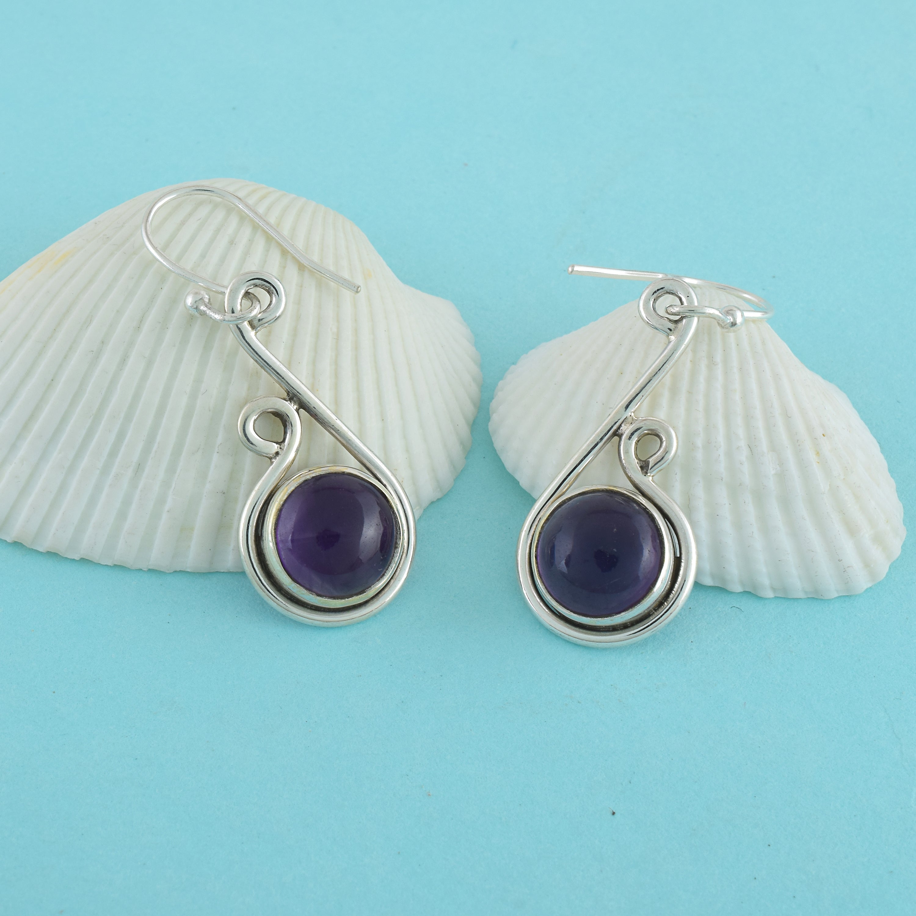 Deep Purple Amethyst Drop Silver Earrings