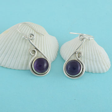 Deep Purple Amethyst Drop Silver Earrings