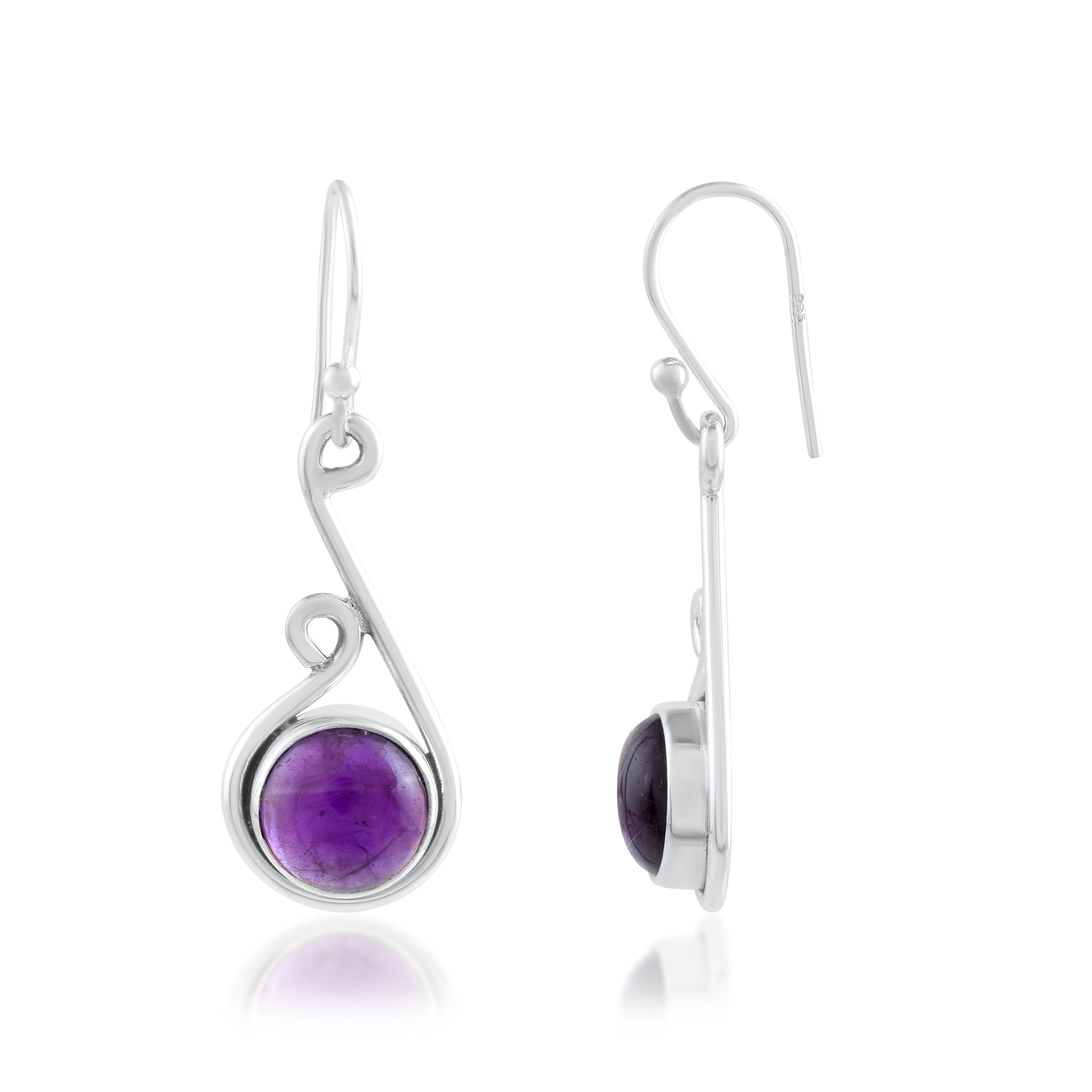 Deep Purple Amethyst Drop Silver Earrings