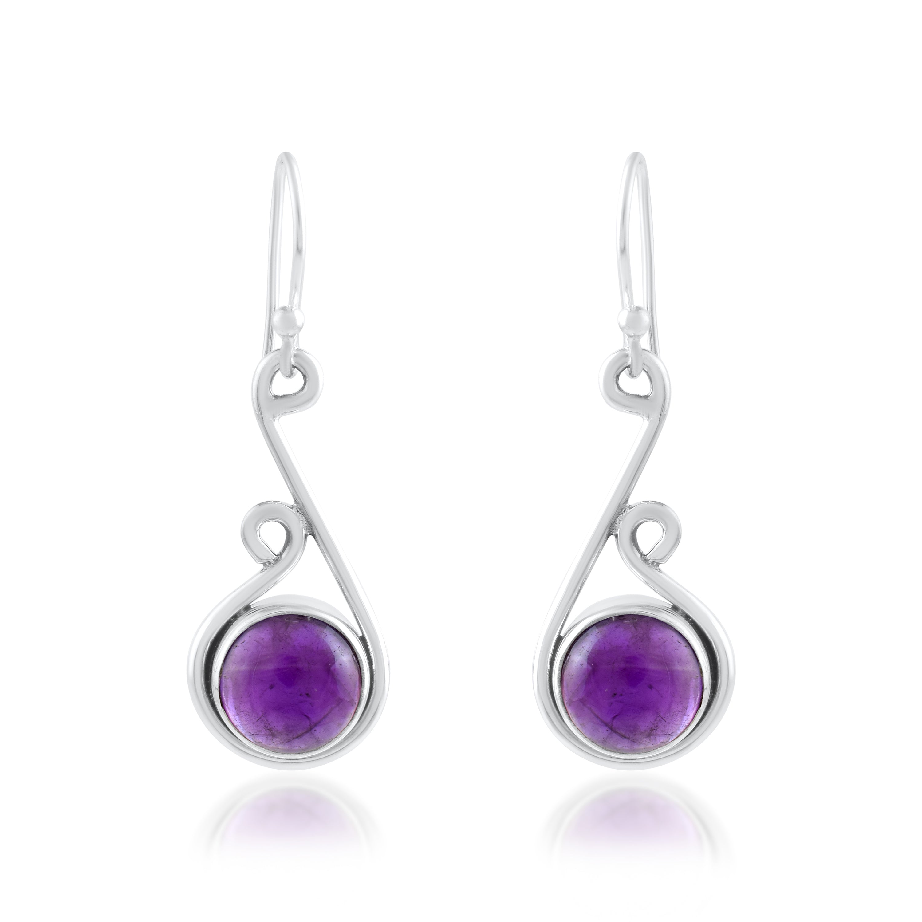 Deep Purple Amethyst Drop Silver Earrings