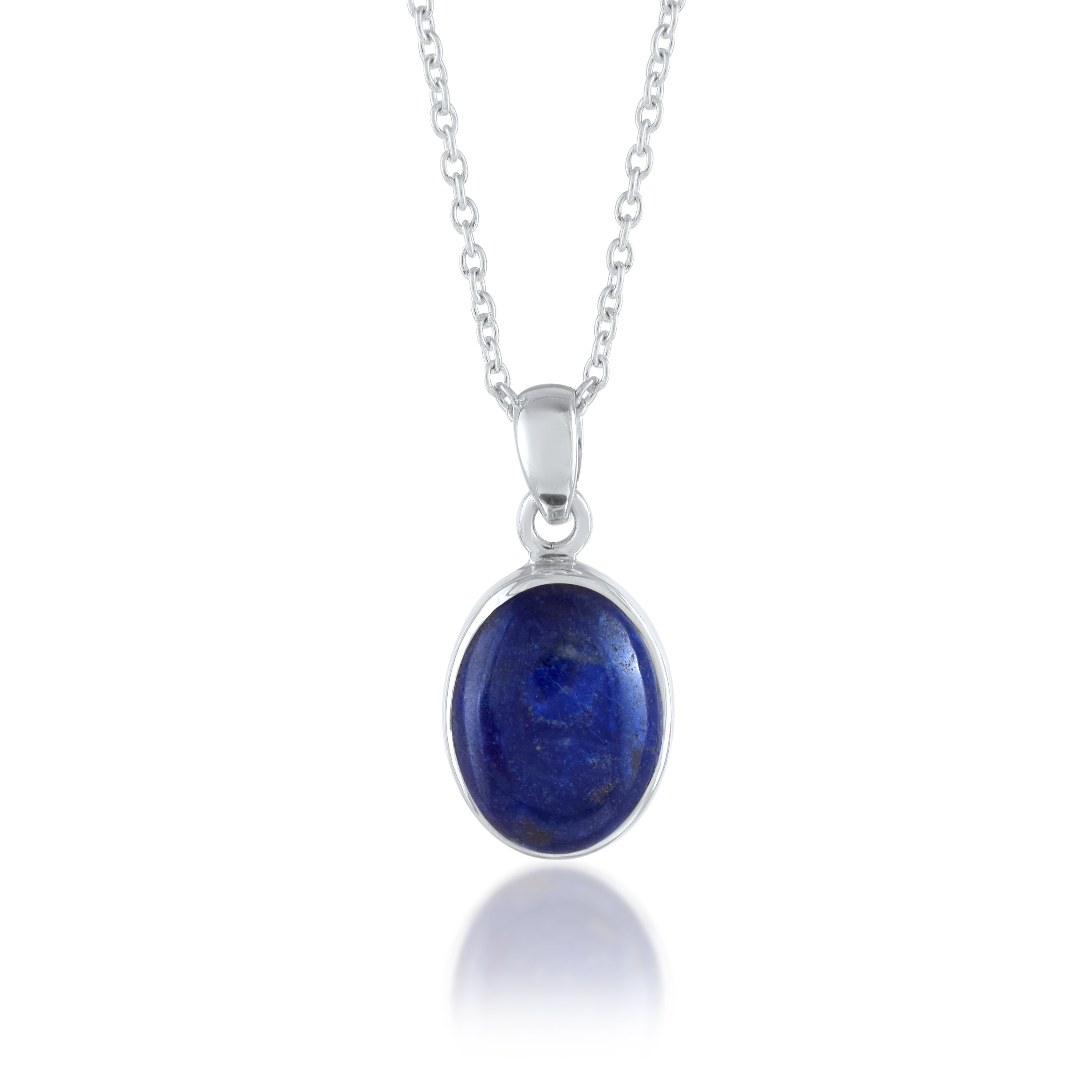 Oval Blue Lapis Silver Necklace