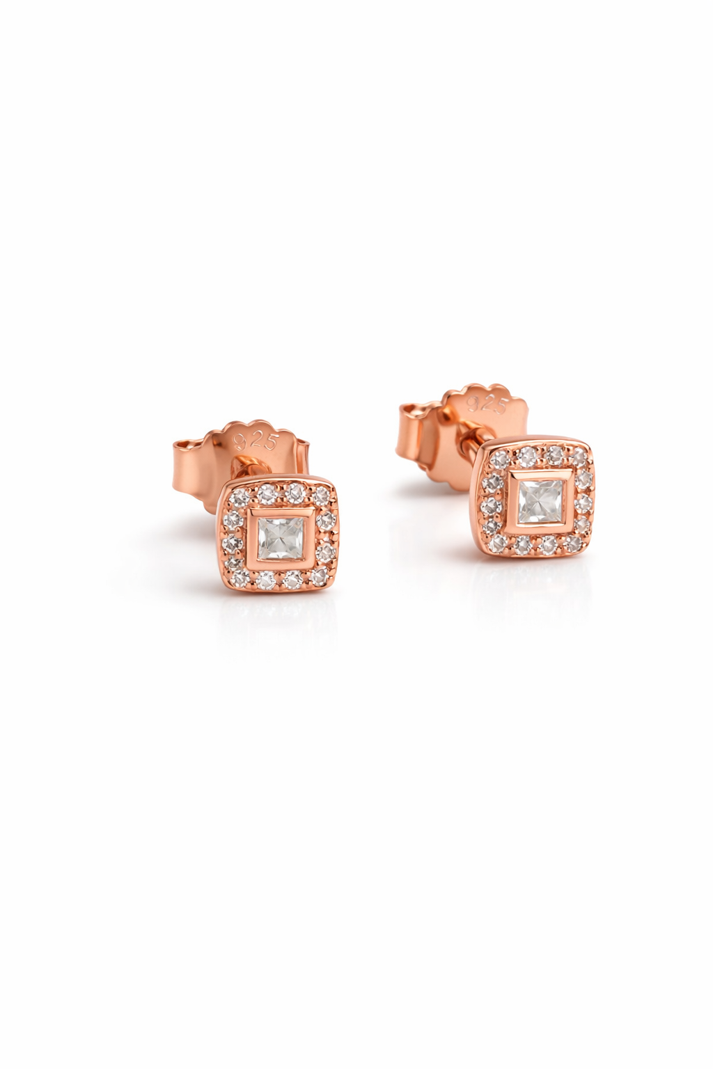 Cubic Zirconia Rose Gold Studs