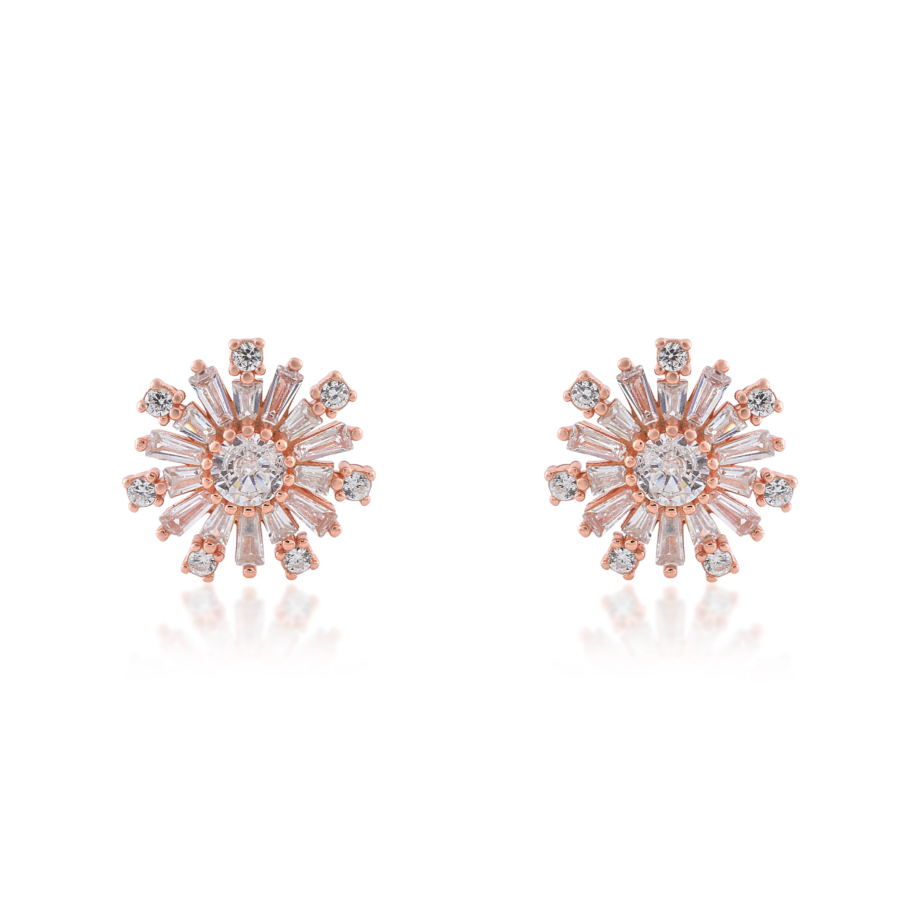 Floral Cubic Zirconia Rose Gold Studs