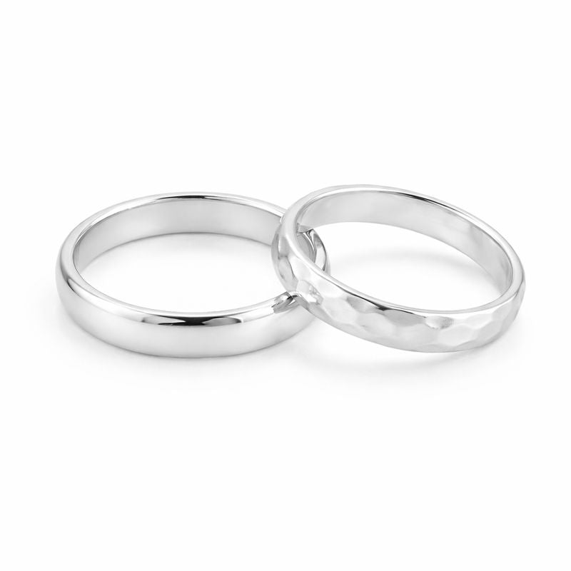 Silver Couple Band Ring Set