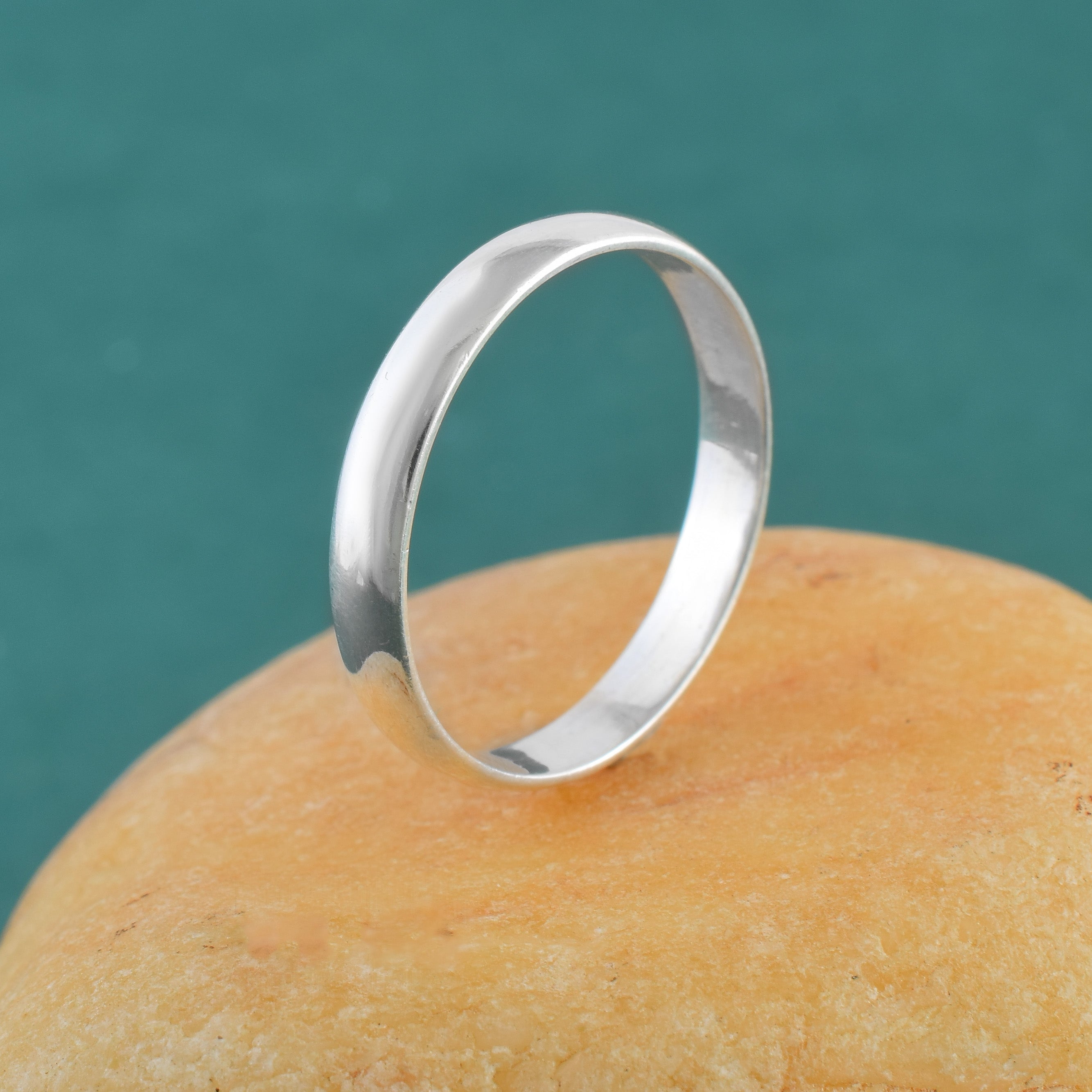 Silver Couple Band Ring Set