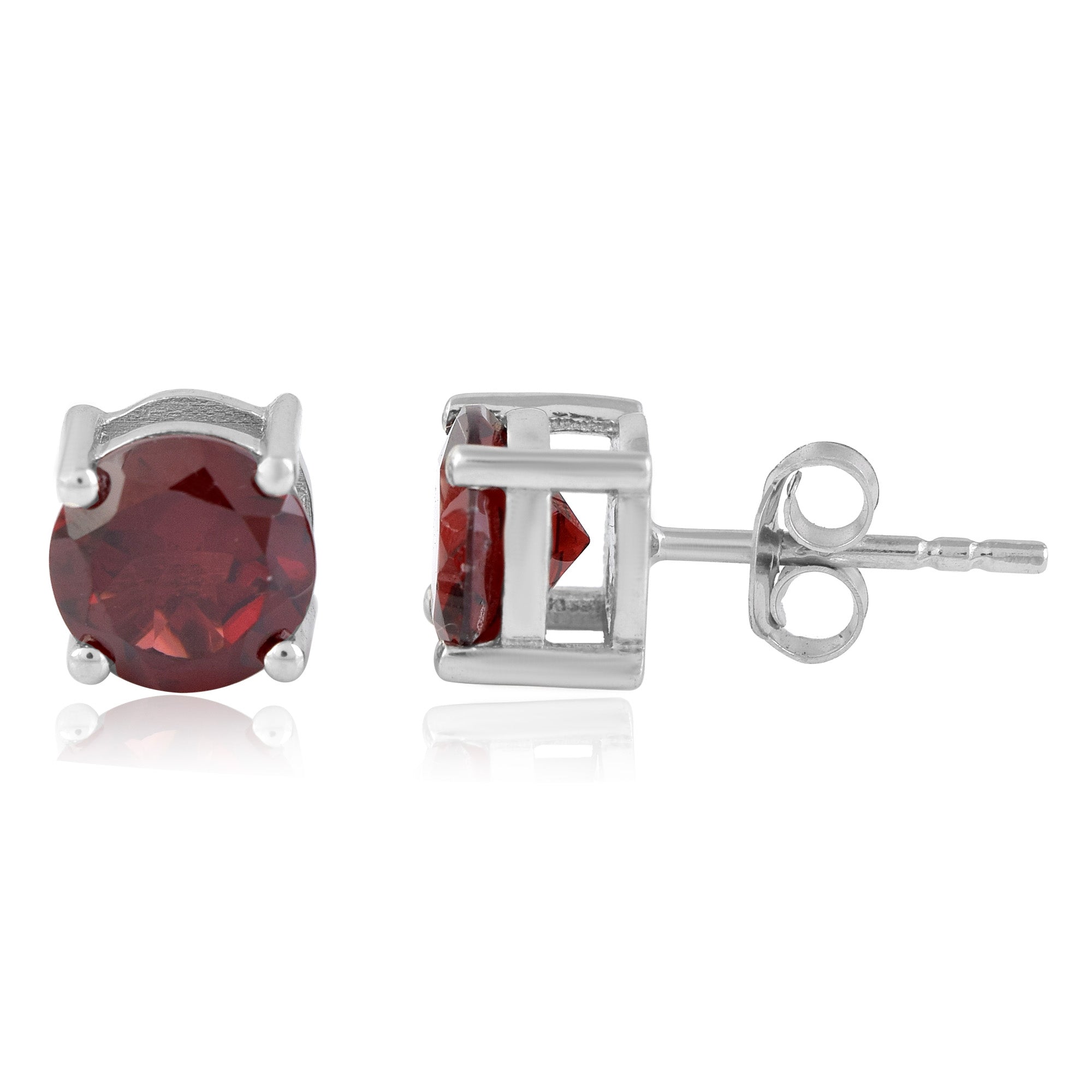 Deep Red Garnet Solitaire Earrings